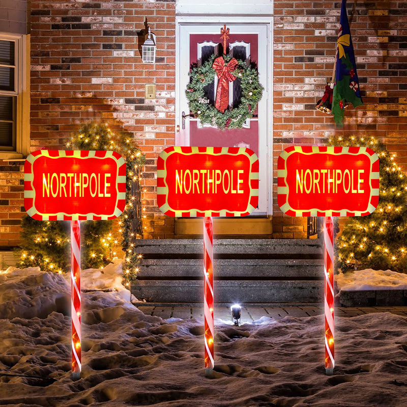 Contemporary Creative Christmas Decor Octagonal Road Sign Snowflake LED Solar Ground Insert Landscape Light For Garden