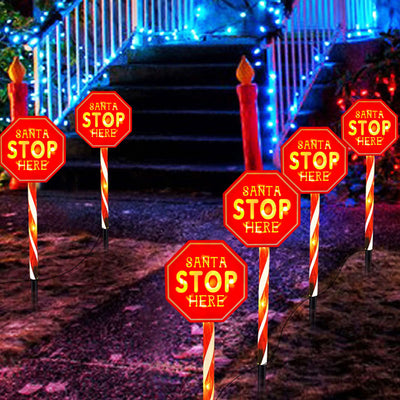 Contemporary Creative Christmas Decor Octagonal Road Sign Snowflake LED Solar Ground Insert Landscape Light For Garden