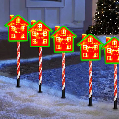 Contemporary Creative Christmas Decor Octagonal Road Sign Snowflake LED Solar Ground Insert Landscape Light For Garden