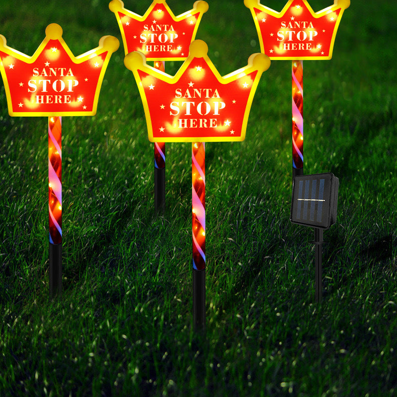 Contemporary Creative Christmas Decor Octagonal Road Sign Snowflake LED Solar Ground Insert Landscape Light For Garden
