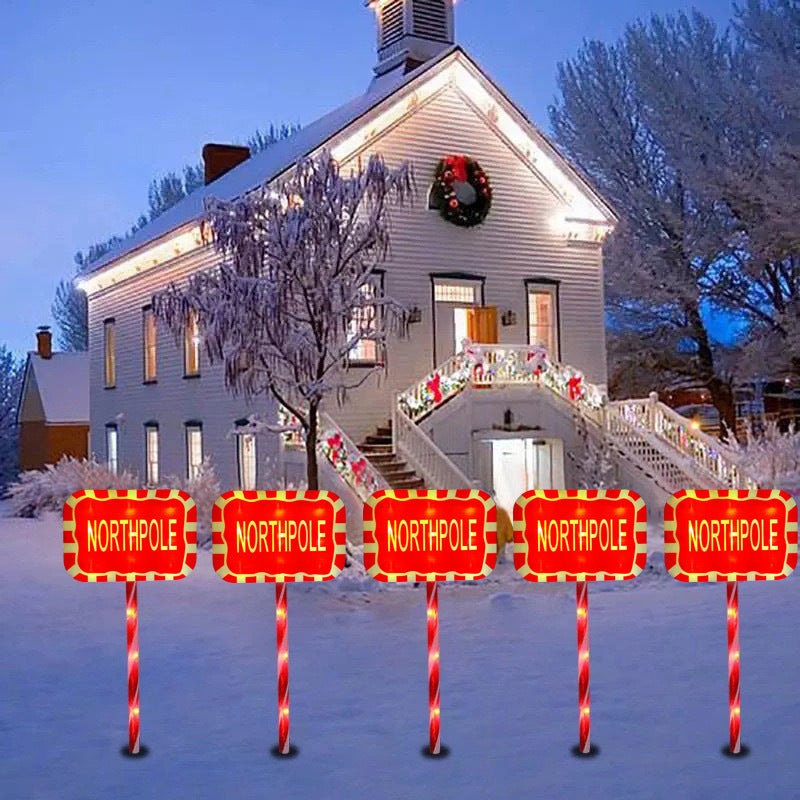 Contemporary Creative Christmas Decor Octagonal Road Sign Snowflake LED Solar Ground Insert Landscape Light For Garden