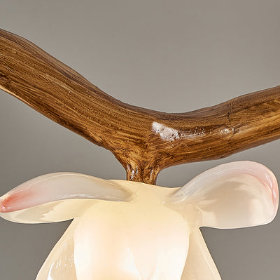 Traditional Vintage Resin Branch Lotus Petal Glass Shade 7/9/11/13-Light Chandelier Island Light For Living Room