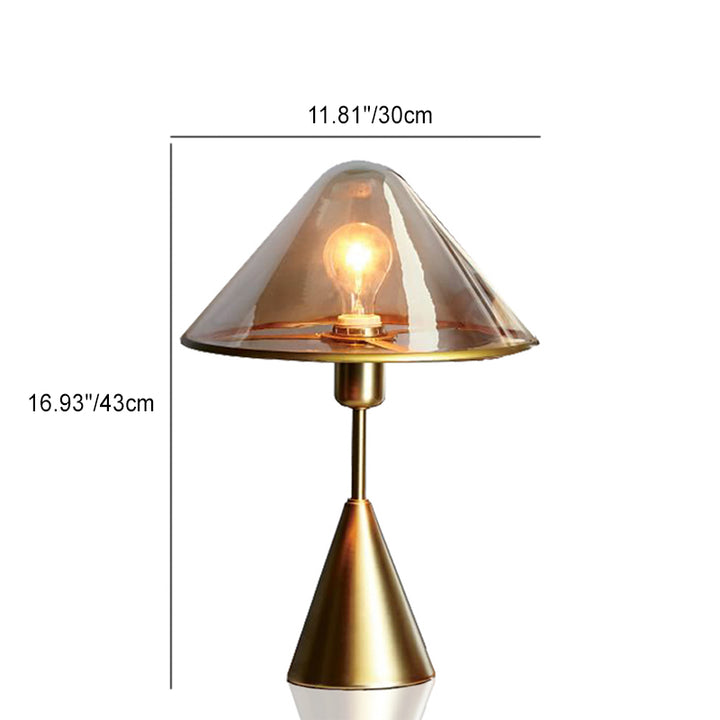 Zeitgenössische Luxus Glas Kegelförmiger Schirm Metallbasis 1-Licht Tischlampe für Schlafzimmer 