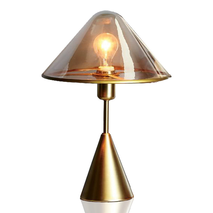 Zeitgenössische Luxus Glas Kegelförmiger Schirm Metallbasis 1-Licht Tischlampe für Schlafzimmer 