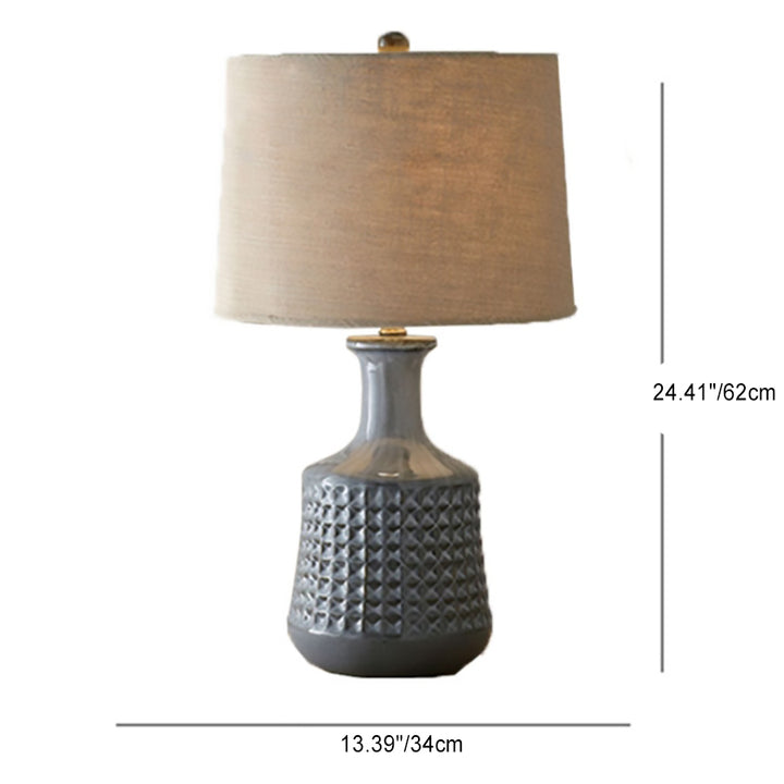 Traditionelle Bauernhausstoff-Kegel-Schirm Keramikvase Basis 1-Licht Tischlampe für das Schlafzimmer 