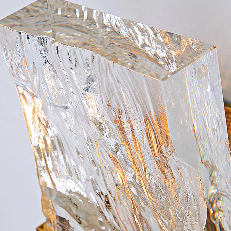 Contemporary Retro Metal Crystal Rectangular Shade 1-Light Wall Sconce Lamp For Living Room