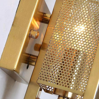 Contemporary Retro Metal Crystal Rectangular Shade 1-Light Wall Sconce Lamp For Living Room