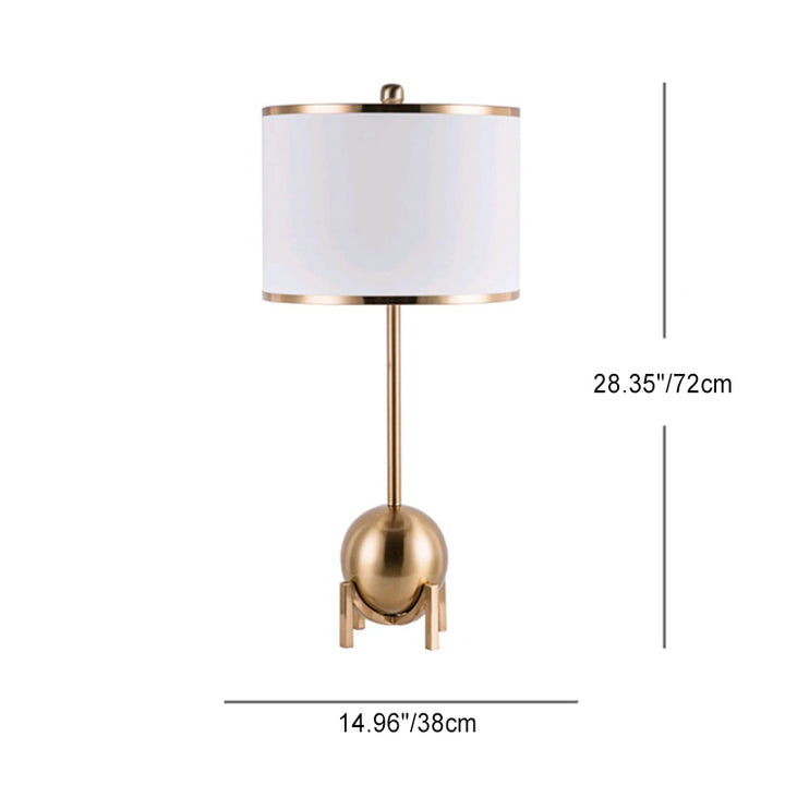 Contemporary Nordic Cylinder Fabric Shade Iron Spherical Base 1-Light Table Lamp For Study