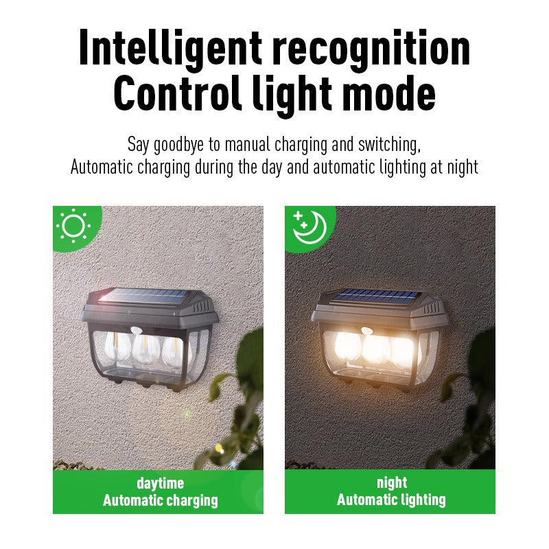 Zeitgenössische industrielle ABS wasserdichte LED Outdoor Solar Wandleuchte für den Garten 