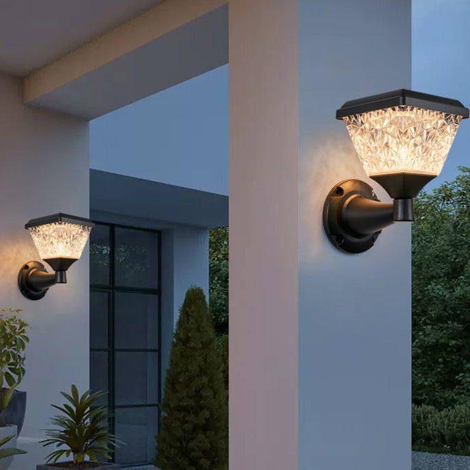 مصباح حائط خارجي مقاوم للماء بتصميم بسيط معاصر بظل مربع من مادة PC وإضاءة LED للطاقة الشمسية للحديقة 