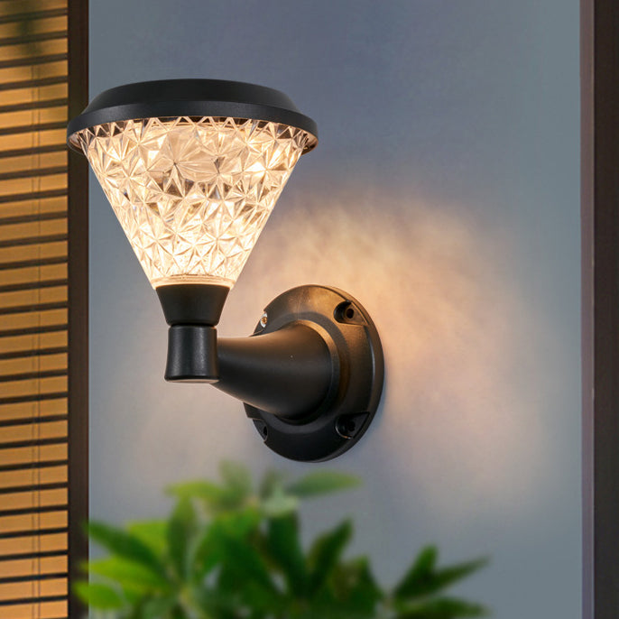 مصباح حائط خارجي مقاوم للماء بتصميم بسيط معاصر بظل مربع من مادة PC وإضاءة LED للطاقة الشمسية للحديقة 