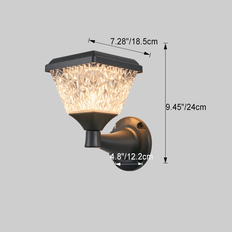 مصباح حائط خارجي مقاوم للماء بتصميم بسيط معاصر بظل مربع من مادة PC وإضاءة LED للطاقة الشمسية للحديقة 