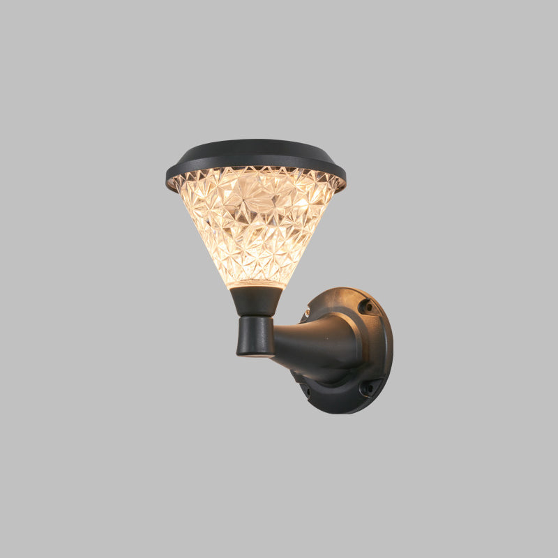 مصباح حائط خارجي مقاوم للماء بتصميم بسيط معاصر بظل مربع من مادة PC وإضاءة LED للطاقة الشمسية للحديقة 