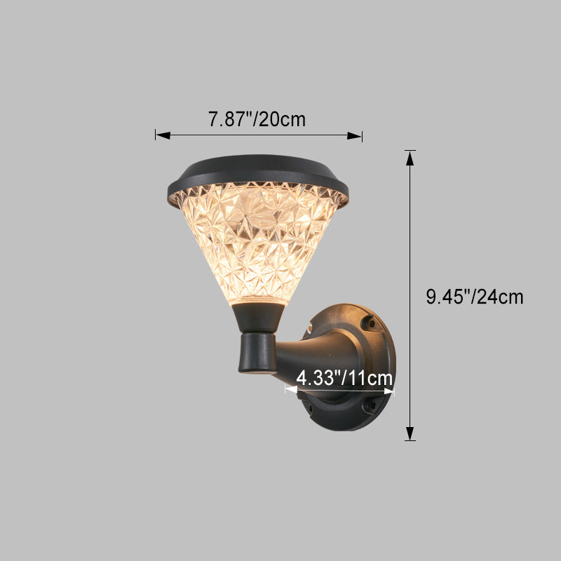 مصباح حائط خارجي مقاوم للماء بتصميم بسيط معاصر بظل مربع من مادة PC وإضاءة LED للطاقة الشمسية للحديقة 
