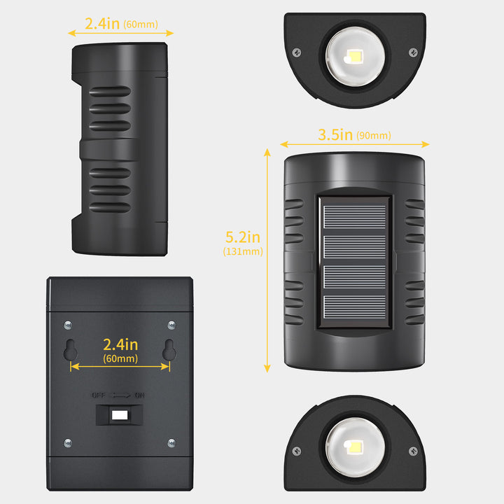 Contemporary Simplicity Rectangular Solar Waterproof LED Outdoor Wall Sconce Lamp For Garden