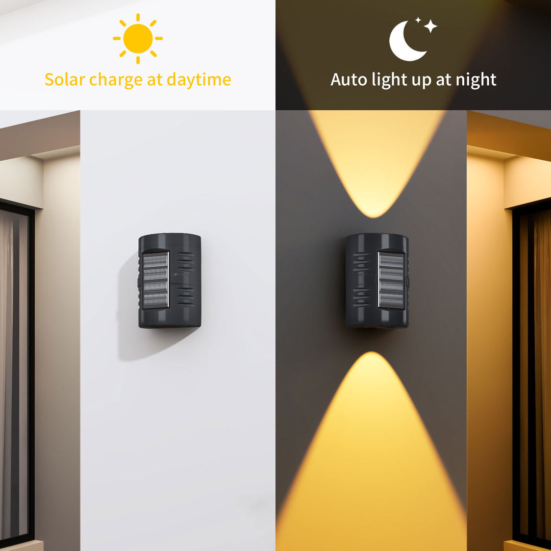 Contemporary Simplicity Rectangular Solar Waterproof LED Outdoor Wall Sconce Lamp For Garden
