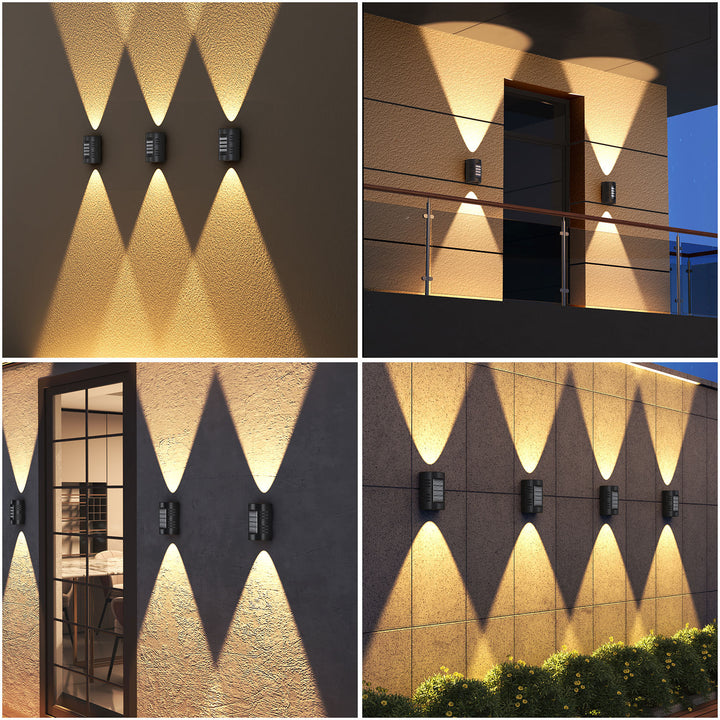 Contemporary Simplicity Rectangular Solar Waterproof LED Outdoor Wall Sconce Lamp For Garden