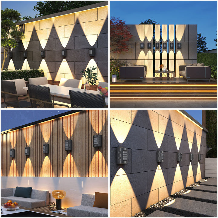 Contemporary Simplicity Rectangular Solar Waterproof LED Outdoor Wall Sconce Lamp For Garden