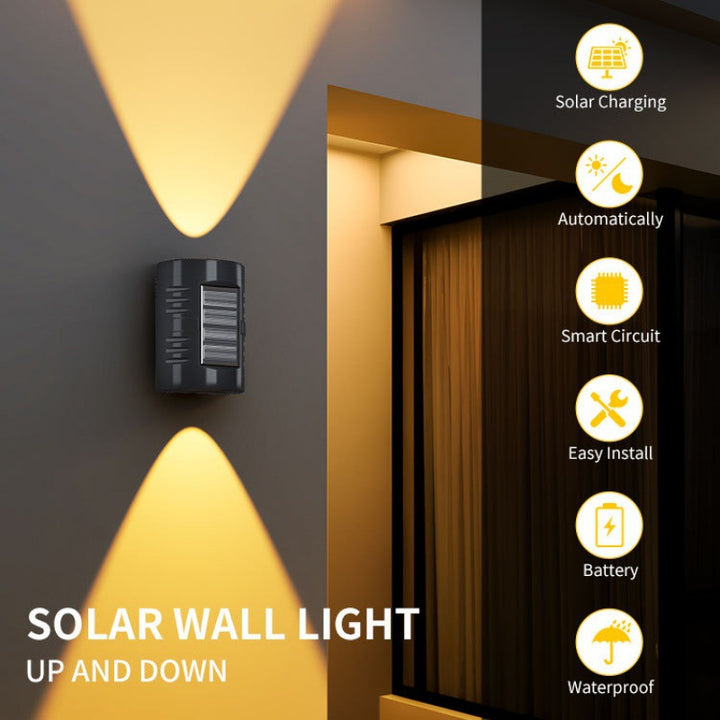 Contemporary Simplicity Rectangular Solar Waterproof LED Outdoor Wall Sconce Lamp For Garden