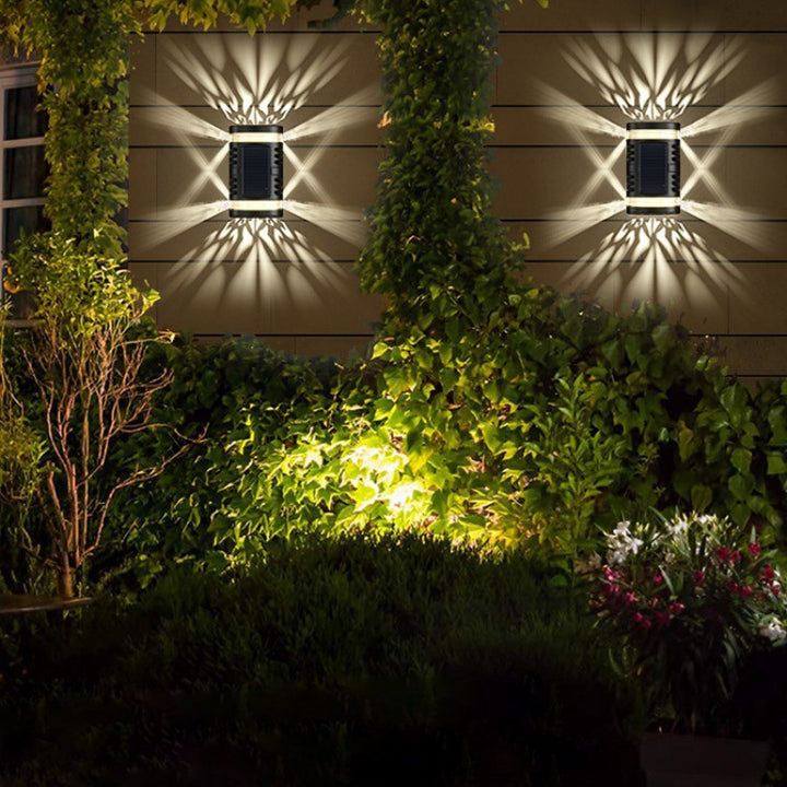 Contemporary Simplicity Rectangular Solar Waterproof LED Outdoor Wall Sconce Lamp For Garden