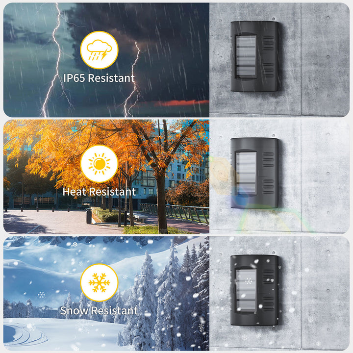 Contemporary Simplicity Rectangular Solar Waterproof LED Outdoor Wall Sconce Lamp For Garden