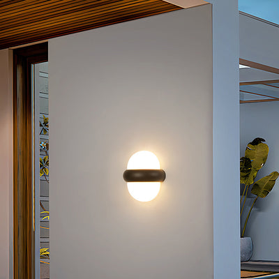 Contemporary Nordic Waterproof Aluminum Ellipse LED Outdoor Wall Sconce Lamp For Garden