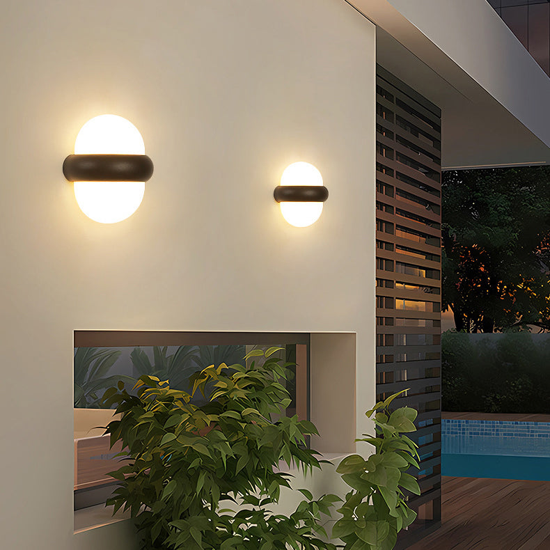 Lámpara de Aplique de Pared Exterior LED de Elipse de Aluminio Impermeable Nórdico Contemporáneo Para Jardín 