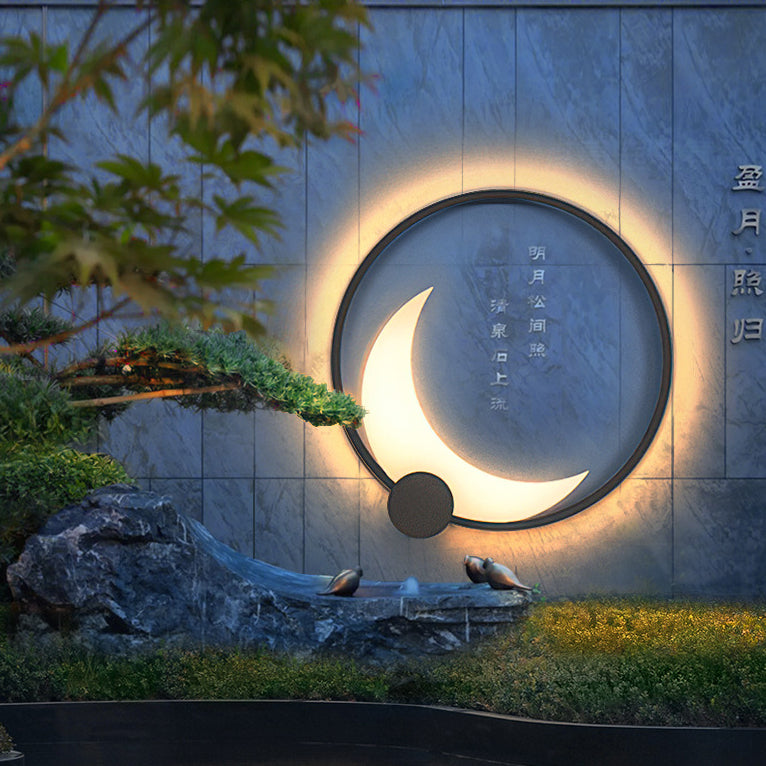 Lampe murale solaire extérieure à LED en acier inoxydable acrylique avec anneau circulaire géométrique de simplicité contemporaine pour jardin 