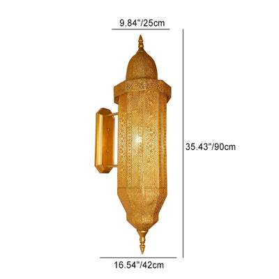 Traditional Vintage Hollow Carved Iron Column 1-Light Wall Sconce Lamp For Dining Room