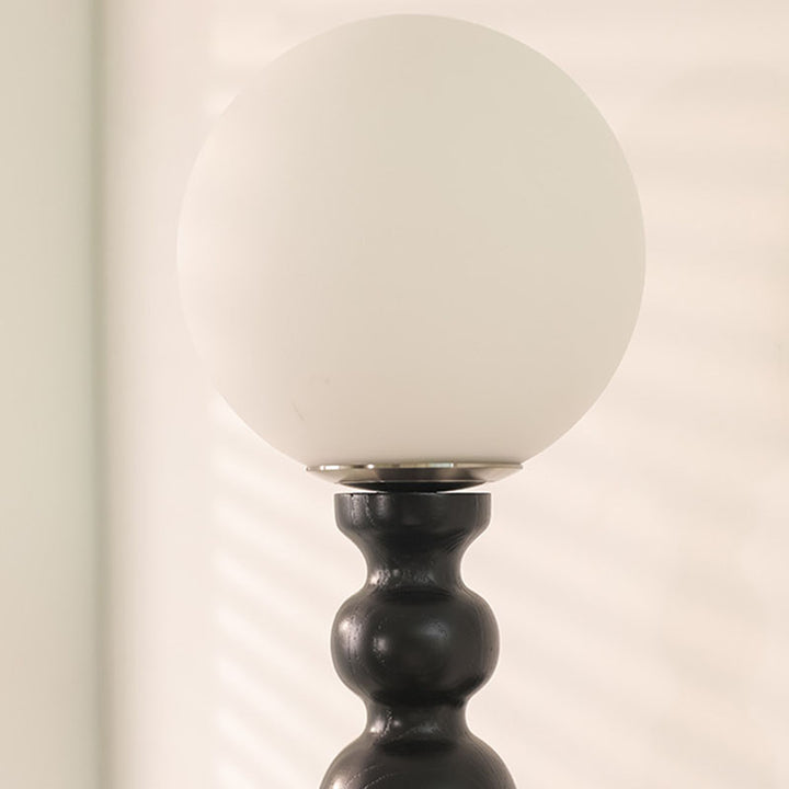 Applique murale 1 lumière en bois de frêne traditionnel français avec abat-jour en verre boule pour chambre 