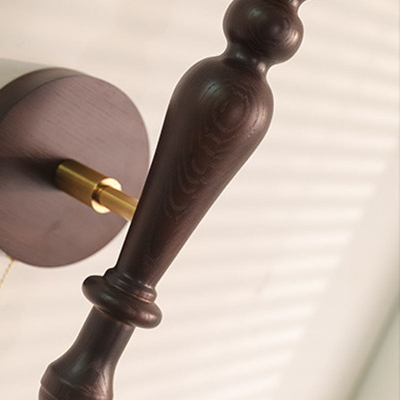 Applique murale 1 lumière en bois de frêne traditionnel français avec abat-jour en verre boule pour chambre 