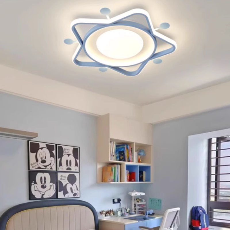 Lámpara de techo LED de montaje empotrado con pantalla de estrella acrílica de hardware nórdico contemporáneo para dormitorio 