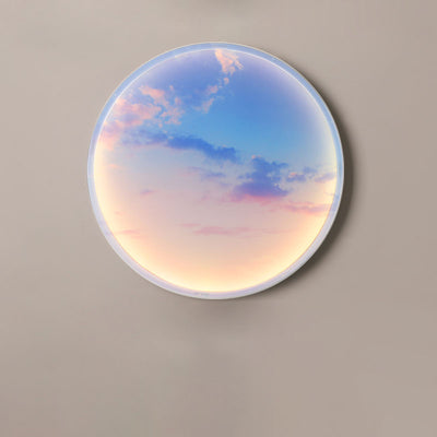 Applique murale LED avec abat-jour circulaire en acrylique pour chambre à coucher, style créatif contemporain Moon Beach 