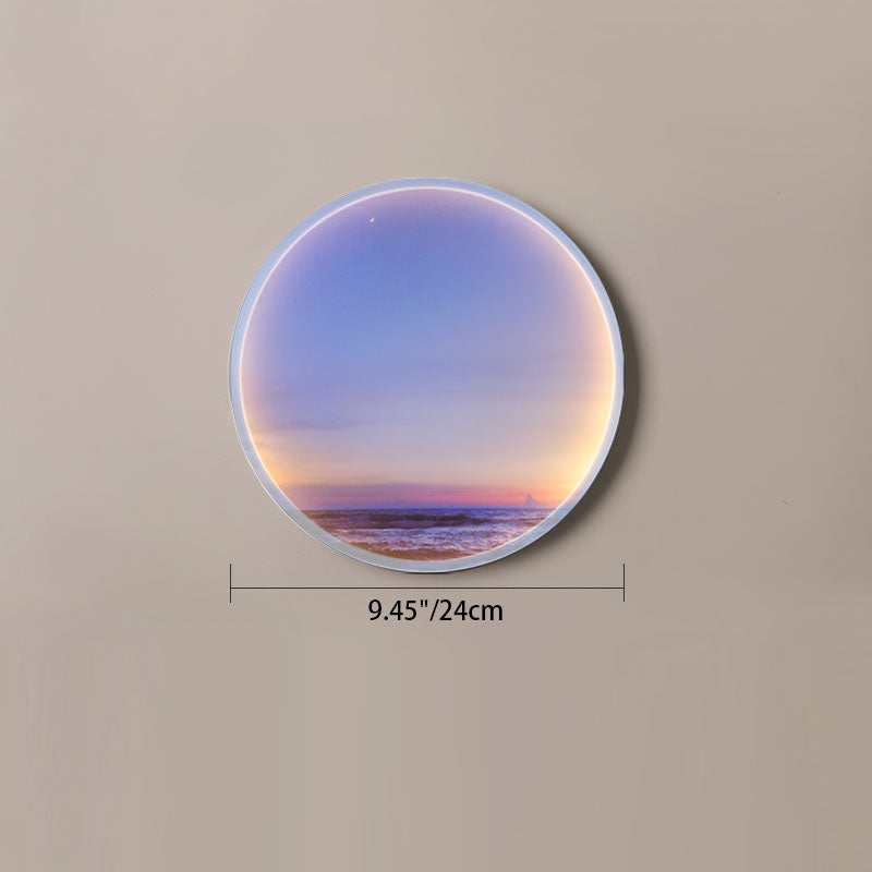 Applique murale LED avec abat-jour circulaire en acrylique pour chambre à coucher, style créatif contemporain Moon Beach 