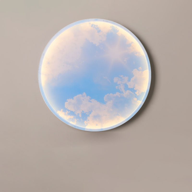 Applique murale LED avec abat-jour circulaire en acrylique pour chambre à coucher, style créatif contemporain Moon Beach 
