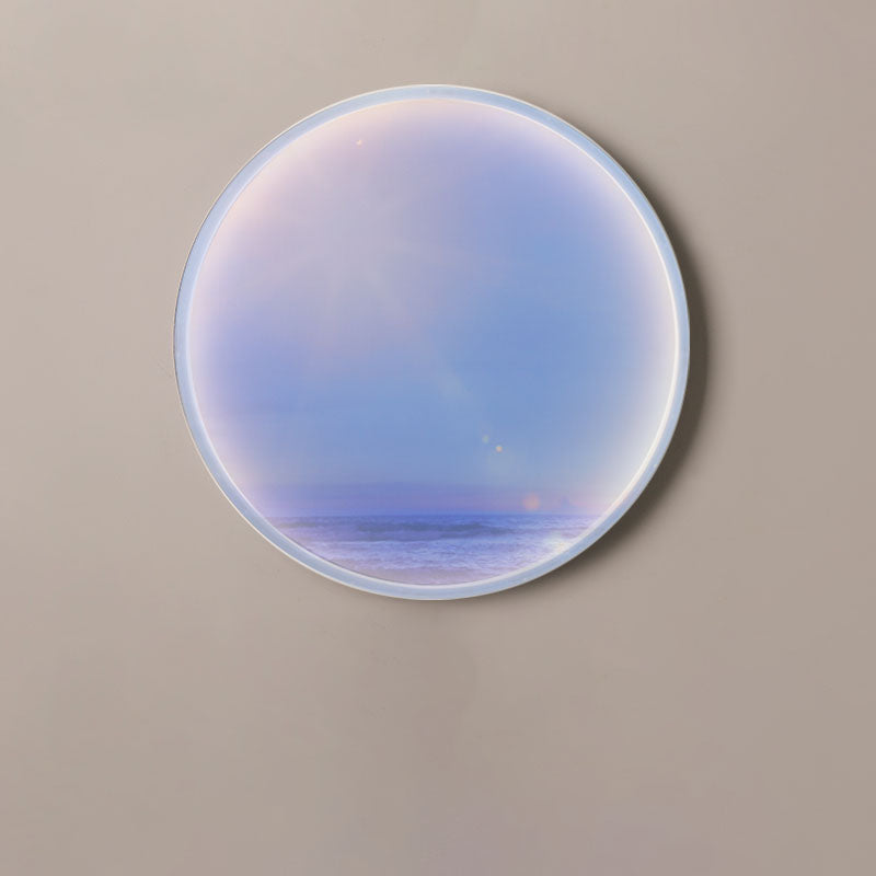Applique murale LED avec abat-jour circulaire en acrylique pour chambre à coucher, style créatif contemporain Moon Beach 
