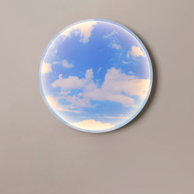 Applique murale LED avec abat-jour circulaire en acrylique pour chambre à coucher, style créatif contemporain Moon Beach 