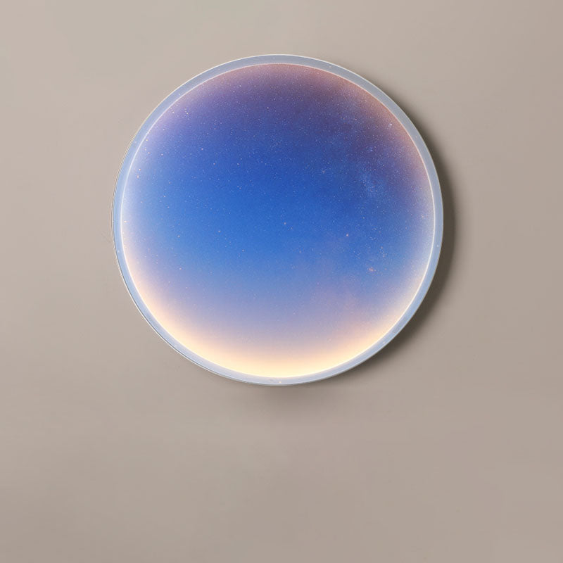 Applique murale LED avec abat-jour circulaire en acrylique pour chambre à coucher, style créatif contemporain Moon Beach 