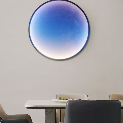 Applique murale LED avec abat-jour circulaire en acrylique pour chambre à coucher, style créatif contemporain Moon Beach 