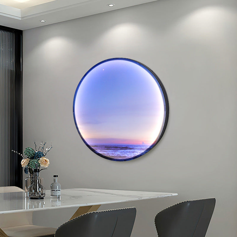 Applique murale LED avec abat-jour circulaire en acrylique pour chambre à coucher, style créatif contemporain Moon Beach 