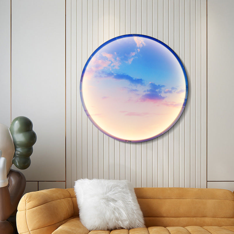 Applique murale LED avec abat-jour circulaire en acrylique pour chambre à coucher, style créatif contemporain Moon Beach 