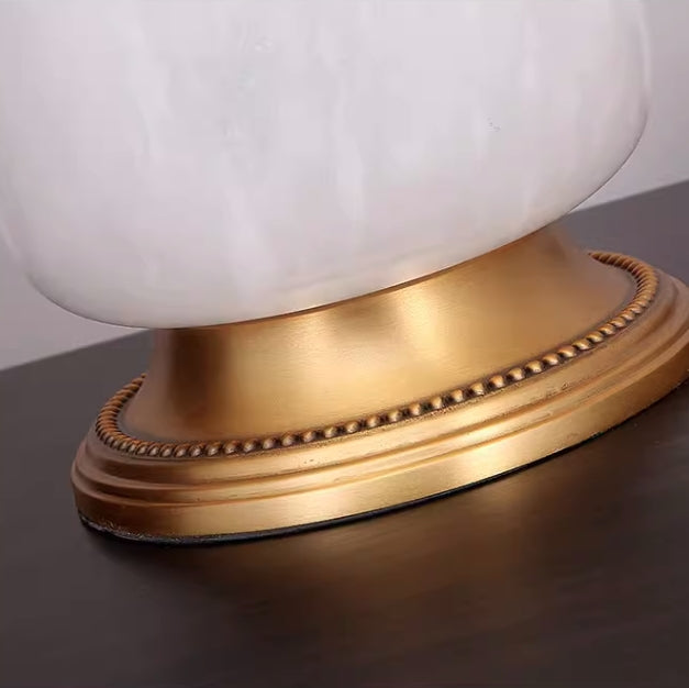 Moderne Luxus Stoffschirm Marmor Zylinderbasis 1-Licht Tischlampe für das Schlafzimmer 
