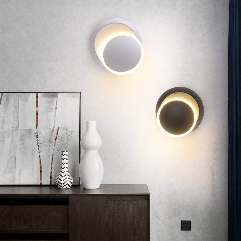 Lampe murale moderne minimaliste en cercle géométrique en aluminium PC LED pour chambre 