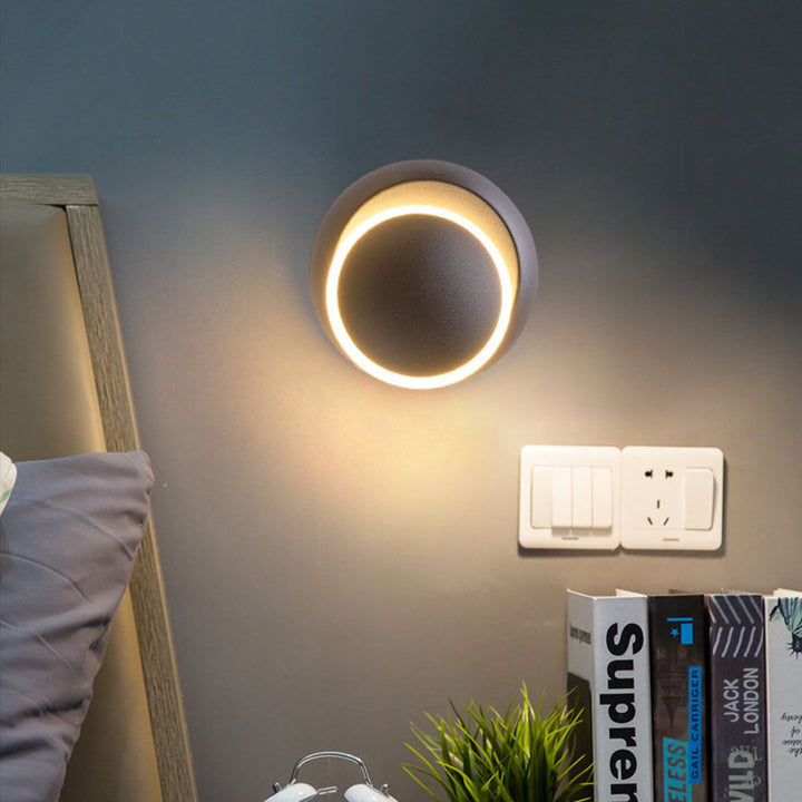 Lampe murale moderne minimaliste en cercle géométrique en aluminium PC LED pour chambre 