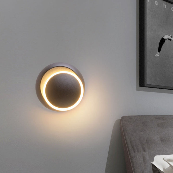 Lampe murale moderne minimaliste en cercle géométrique en aluminium PC LED pour chambre 