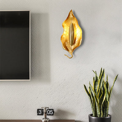Zeitgenössische Luxus-Wandleuchte mit Blättermotiv aus Vollkupfer und 1 Licht für das Esszimmer 