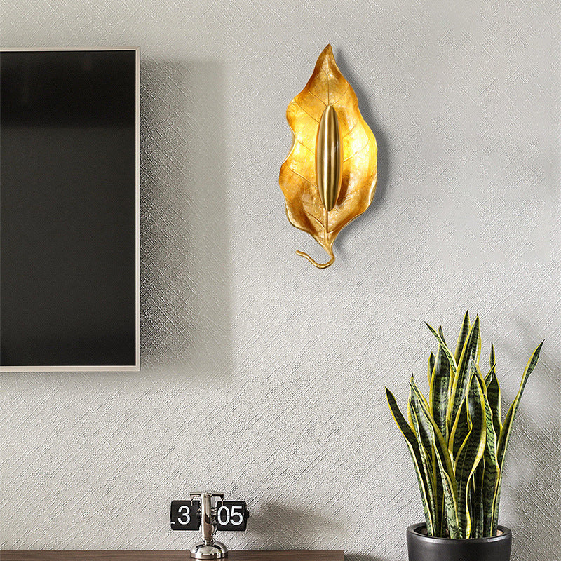 Zeitgenössische Luxus-Wandleuchte mit Blättermotiv aus Vollkupfer und 1 Licht für das Esszimmer 