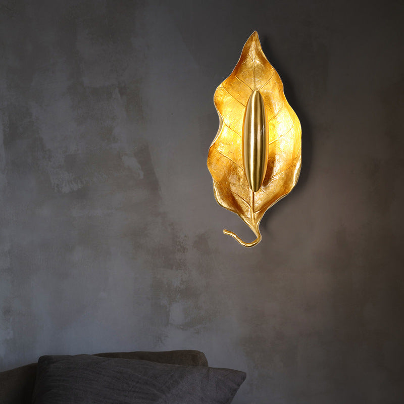 Zeitgenössische Luxus-Wandleuchte mit Blättermotiv aus Vollkupfer und 1 Licht für das Esszimmer 