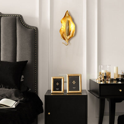 Zeitgenössische Luxus-Wandleuchte mit Blättermotiv aus Vollkupfer und 1 Licht für das Esszimmer 