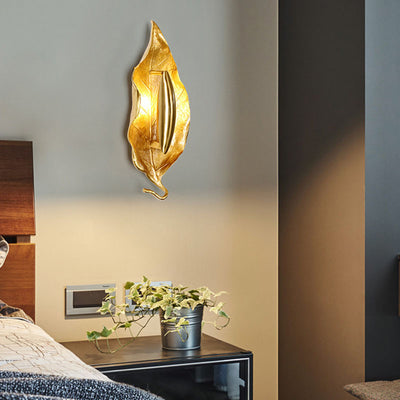 Zeitgenössische Luxus-Wandleuchte mit Blättermotiv aus Vollkupfer und 1 Licht für das Esszimmer 